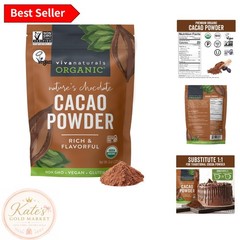 Organic Unsweetened Cacao Powder, 8 oz – Rich Dark Flavor for Keto & Diets