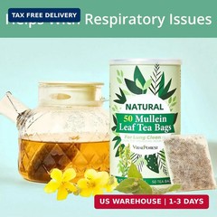 50 Mullein Tea Bags for Lungs, VitalForest 100% Pure Leave Tea, Lung…
