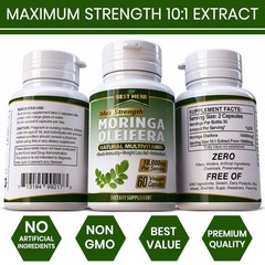 Organic Moringa Oleifera Leaf Supplement 60 PILLS Natural Immunity Weigh Loss