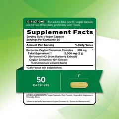 Berberine with Ceylon Cinnamon 2000mg | 50 Vegan Capsules | by Nature’s Truth