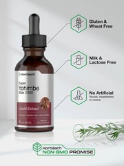 Horbaach Alcohol Free Yohimbe Bark Extract 2300mg Liquid Supplement 2 Oz