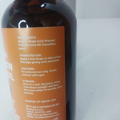 LARGE ORGANIC PUMPKIN SEED OIL 100% PURE AND NATURAL -NON GMO 16 Oz 473 ML