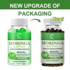 Organic Moringa Oleifera 120 Capsules, 1000mg Support Energy & Immune
