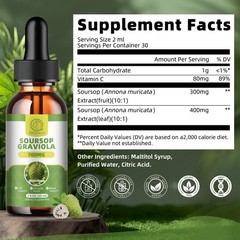 Pure Soursop Graviola Extract Liquid Drops Support Regeneration, Immune Boost