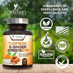 Turmeric Curcumin 95% – Organic with Ginger BioPerine – 240 Capsules