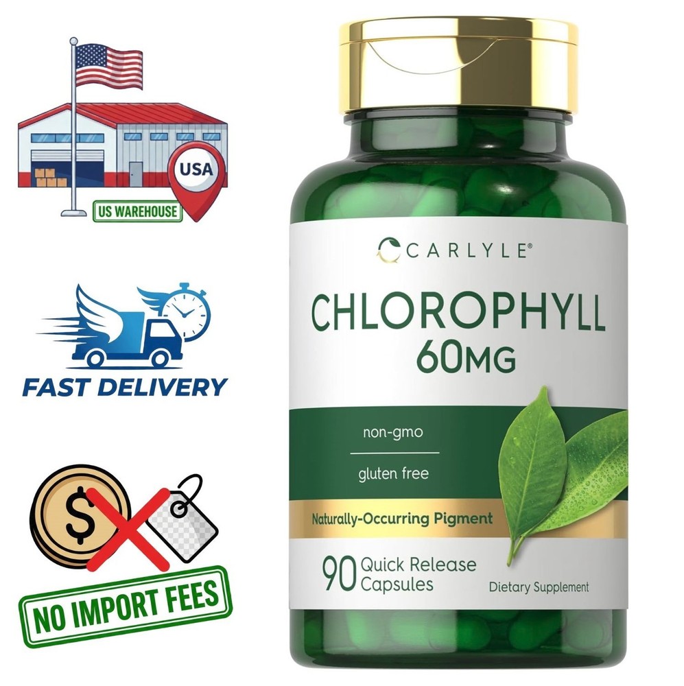Chlorophyll 60mg 90 Capsules | Sodium Copper Chlorophyllin | From Mulberry Leaf