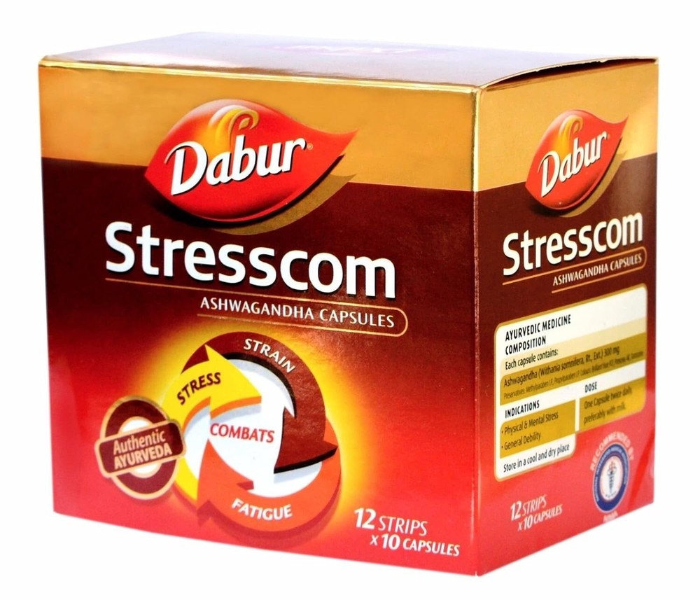 Dabur Stresscom Capsules (120 caps) Ashwagandha Withania Somnifera Extract
