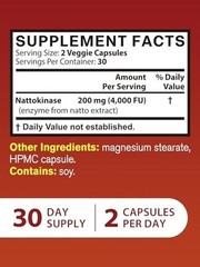 Nattokinase 4000 FU Per Serving, Derived from Japanese Natto, Systemic Enzymes