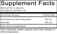 120 Diatomaceous Earth + Kelp Capsules – Silica,Detox,Trace Minerals,Immunity