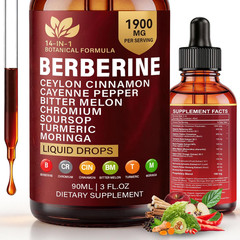 14-In-1 Berberine with Ceylon Cinnamon Supplement Liquid Drops, 1900Mg Herbal Co