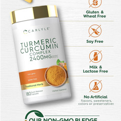 Turmeric Curcumin Supplement 2400Mg | 180 Powder Capsules | Herbal Formula | Non