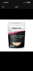 Terrasoul Ashwagandha Organic Root Powder Indian Ginseng 6oz Non-GMO Exp 09/2026