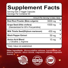 Beet Root Capsules 5000 Mg Organic Beetroot Powder Extract + Black Pepper