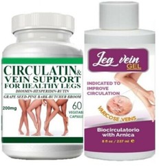 Circulation & Vein Support 60 Capsules + cream gel leg veins support circulation