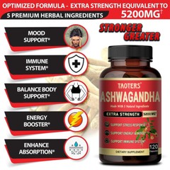 Ashwagandha Capsules 5200mg, 6 Month Supply, Highest Potency Turmeric Pepper
