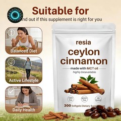 RESIA Ceylon Cinnamon Softgels with MCT Oil Herbal Cinnamon Extract for Dail…