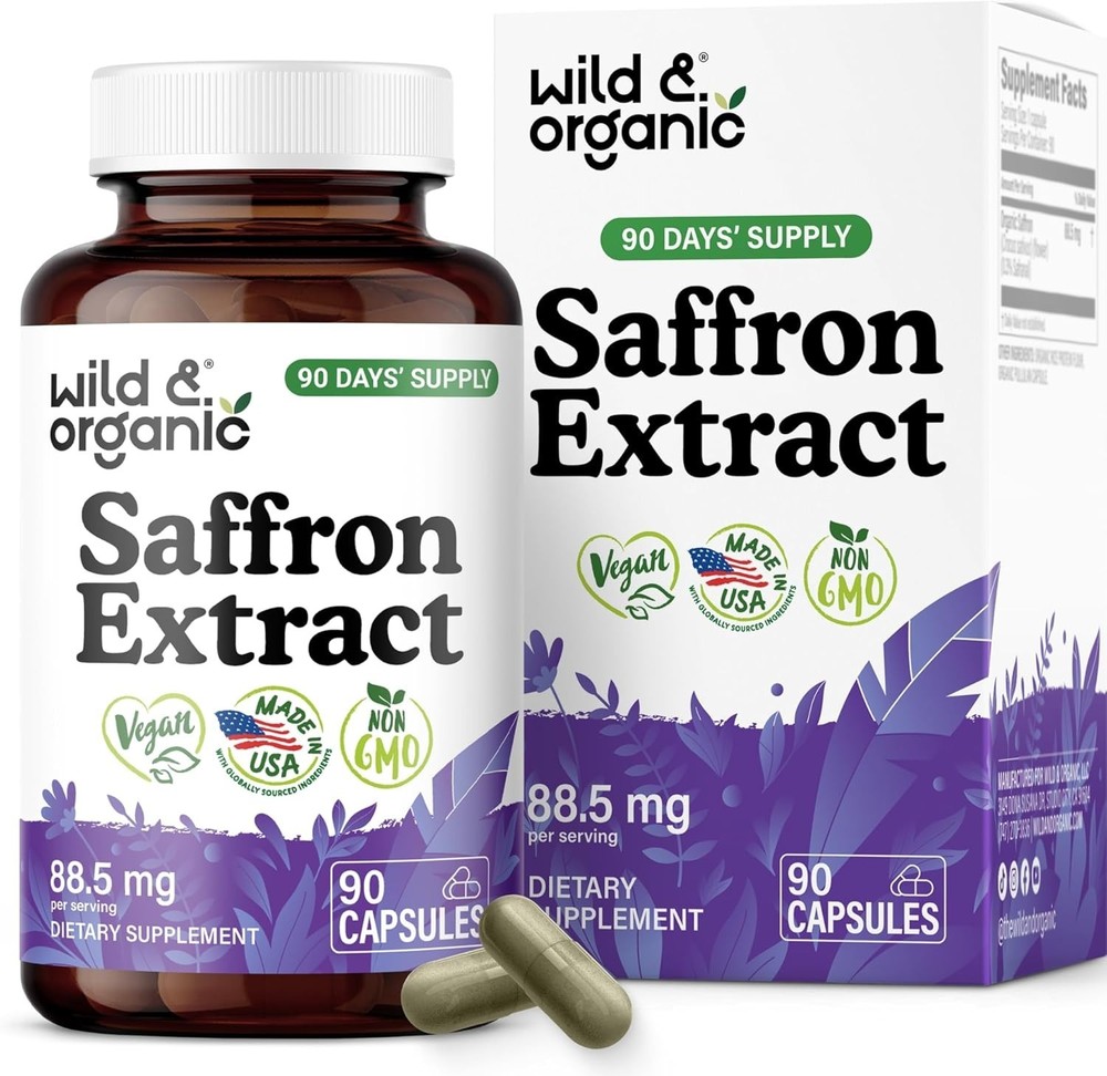 Wild & Organic Saffron Extract Capsules 88.5 mg – Mood, Focus, Eye Support