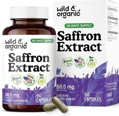 Wild & Organic Saffron Extract Capsules 88.5 mg – Mood, Focus, Eye Support
