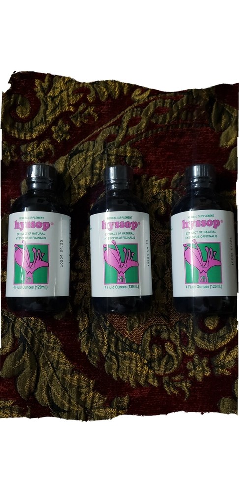 HYSSOP EXTRACT 4.oz. ALCOHOL FREE!!! THREE BOTTLES!!!