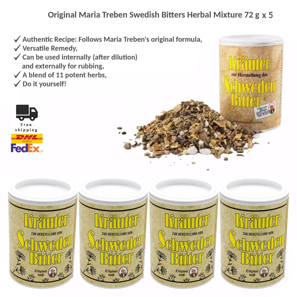 Set of Maria Treben Swedish Bitters Herbal Mixture Blend 5x72g – Do it Yourself!