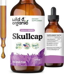 Wild & Organic Skullcap Herb Tincture Liquid Extract Mood Support Vegan 4 fl oz