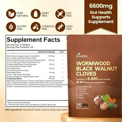 VivoNu Wormwood Black Walnut Cloves–Natural Cleanse & Metabolism, 240 Softgels