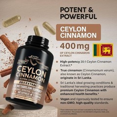 Ceylon Cinnamon Capsules – 8000 mg, Extra Strength – Made in USA – Energy, Heart