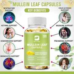 4PCS Mullein Leaf 1000mg, 120 Softgels, Lung Detox for Lung Cleanse Supplement