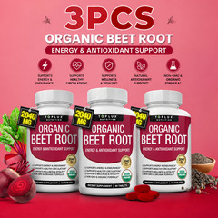 3PCS Beet Root Capsules 2040 Mg Organic Beetroot Powder Extract + Black Pepper