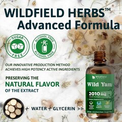 WILDFIELD HERBS 2 Oz Wild Yam Extract Drops 2100mg + BONUS BOTTLE