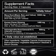 Organic Maca Root 240 Capsules 10000mg,Peruvian Maca Extract for Men & Women