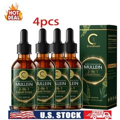 4 PACK Mullein Drops for Lungs, Detox and Cleanse Mullein Extract Supplement