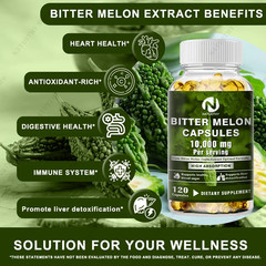 [25:1 Potent Extract] Bitter Melon Capsules – 120 Veggie Caps (10,000Mg Equivale
