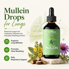 Mullein Leaf Tincture Drops for Lung Health & Detox, 6 Herbs, 2 fl oz – 1 Month