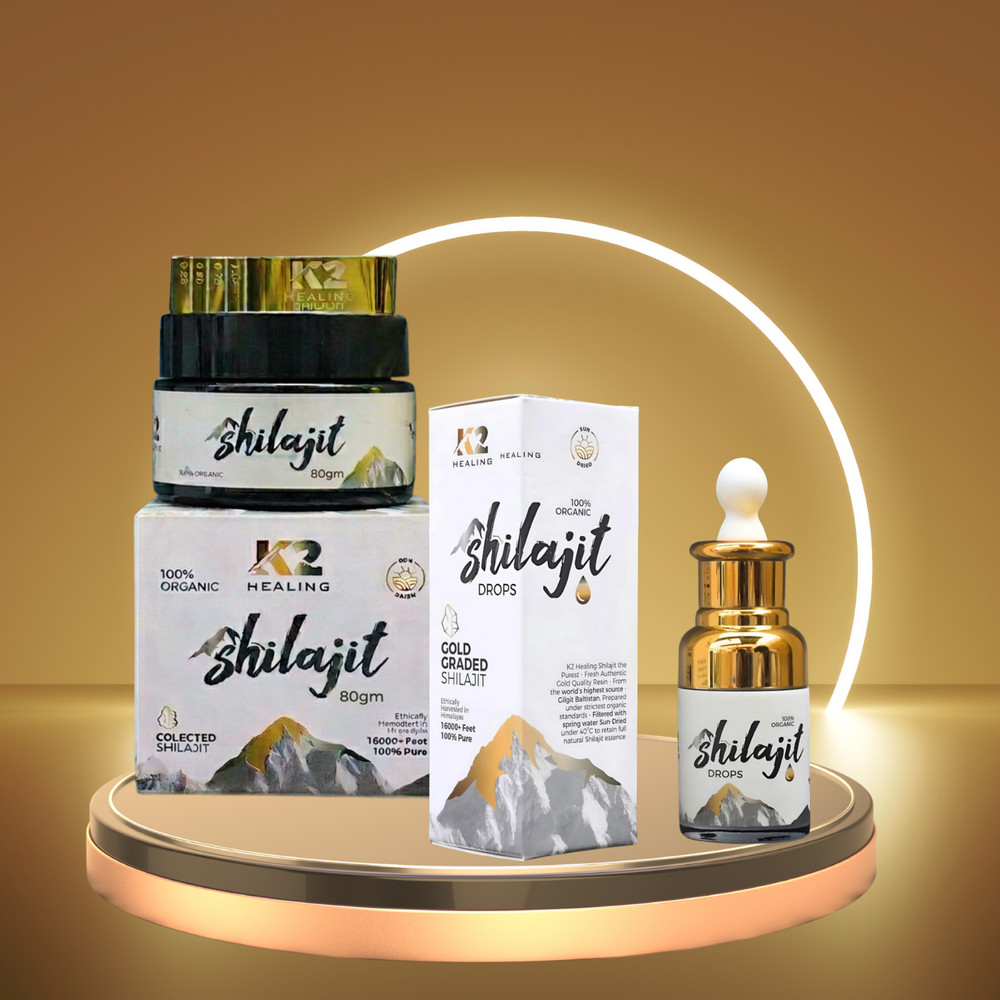 Pure Himalayan k2healing shilajit Resin 80Gm, 30ml drops in one saving package