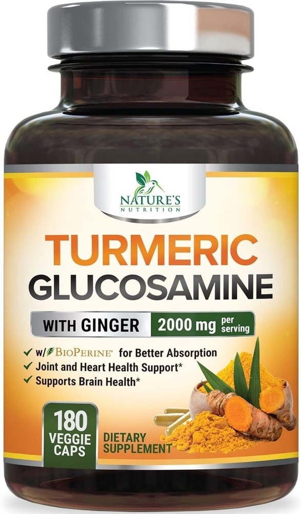 Turmeric Curcumin Supplement 2000mg, with Glucosamine Chondroitin – Ginger & 95%