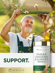 Panax Ginseng + Ginkgo Biloba | 120 Capsules | 5,000mg | Vegetarian | by Carlyle