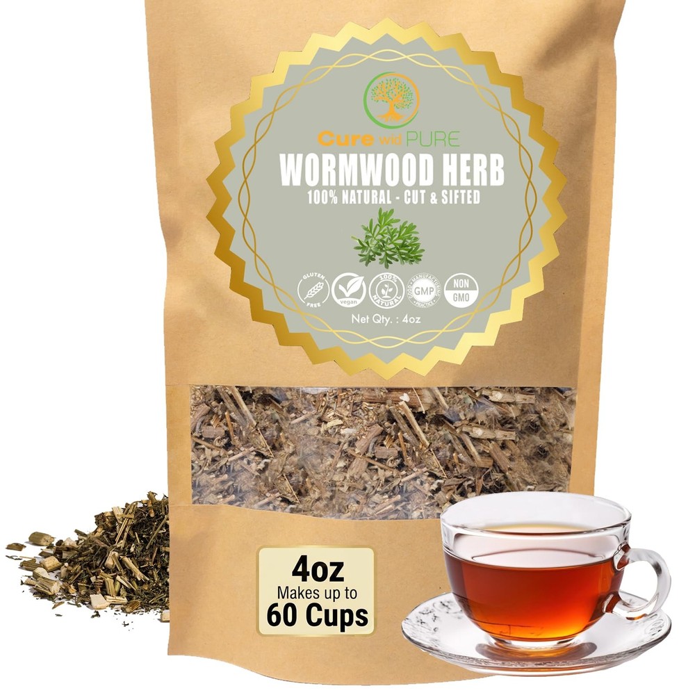 Cure wid Pure Organic Wormwood Herb Dried Cut & Sifted 4oz/114g – 4 Ounce