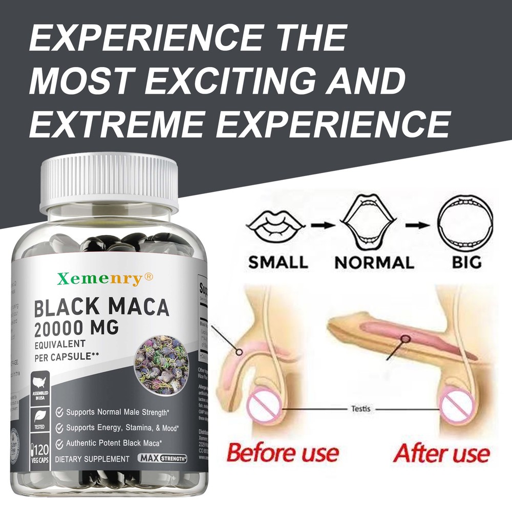 Black Maca 20000mg -Male Testosterone Booster, Energy & Endurance, Muscle Health