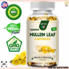 Mullein Leaf Capsules For Lung Cleansing & Detox Herbal Dietary Supplement 60PCS