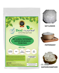 Sat Ajwain, Peppermint & Kapoor Crystal Combo (25 GM Each) | Total weight 75 GM