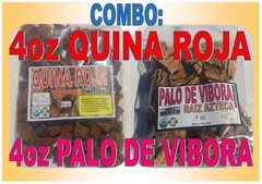 Combo 8oz : 4oz Quina Roja and 4oz Palo de vibora 100% Natural Organic Herbs !!!