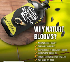 Nature’s Blooms Premium Organic Black Seed Bitters 16oz Exp 12/2029