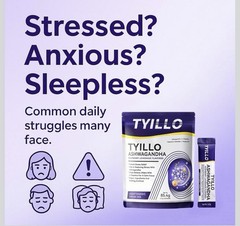 TYILLO Ashwagandha Raspberry Lemonade – Stress Relief 20 Pack – Exp 10/2027