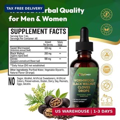 Wormwood Black Walnut Cloves Liquid Drops – Sweet Wormwood Herbal Supplement for