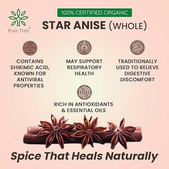 Organic Whole Anise Stars 100% Pure, Non-GMO Illicium Verum, Culinary & Digest
