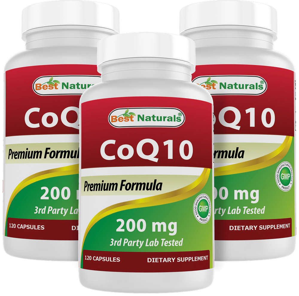 3 Pack Best Naturals CoQ10 200 mg 120 Capsules