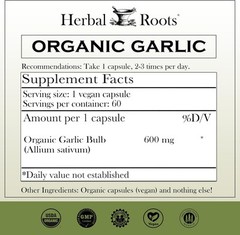 Herbal Roots Organic Whole Bulb Garlic Pills – Potent Extra Strength | 600…