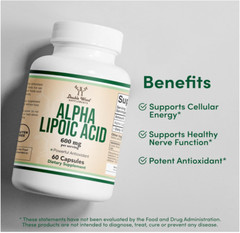 Alpha Lipoic Acid 600mg Extra Strength ALA Supplement Non GMO & Gluten Free