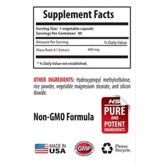 Peak Performance – MACA ROOT EXTRACT 400MG – Maximum Energy – 1 Bot 90Caps